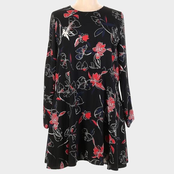 Halogen Marybeth Floral Print Long Sleeve Mini Length Career Dress Size M - Picture 2 of 11